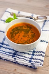 Tomato soup with basil oil