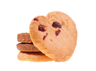 Cookies with cranberry isolated on white background