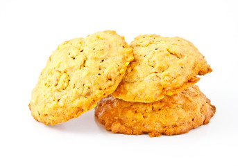 three pieces of oat cookies