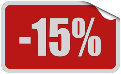 Sticker rot eckig curl oben -15 %