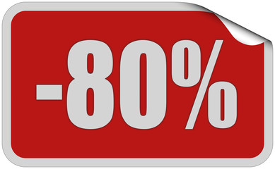 Sticker rot eckig curl oben -80 PROZENT