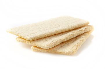 Three health wafers stacked on white background.