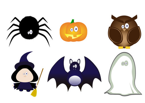 cute halloween icons on white background