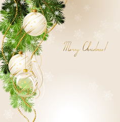 light Christmas background with white evening balls