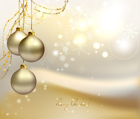 Christmas background with three evening balls