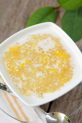 Tapioca with corn and coconut milk [Thai dessert