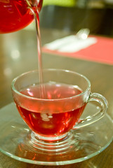 Hot tea in the cup