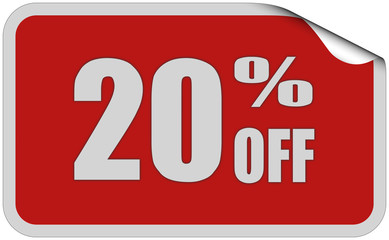 Sticker rot eckig curl oben 20 PERCENT OFF