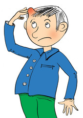 Boy with a sick head and lump