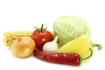 Fresh vegetables on a white background