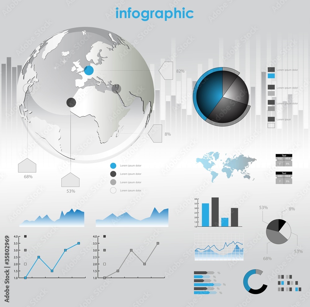 Poster infographic vector graphs and elements. vector illustration.