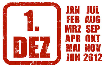 Grunge Stempel rot KALENDER 1.
