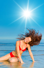 Naklejka premium Dancing On a Beach