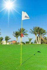 Golf Flag Waving Golf Flag Spread On The Wind