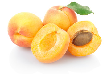 Apricot fruits on white, clipping path included