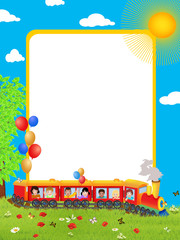 Children in train,  frame