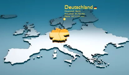 Stoff pro Meter 3d Karte Europa - Deutschland © virtua73