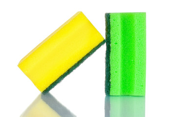 bright sponges isolated on white