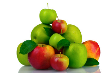 Group of fresh ripe apples isolated on white