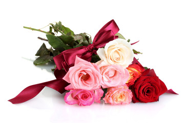 Beautiful bouquet of roses isolated on white