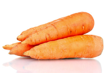 Fresh carrots isolated on white