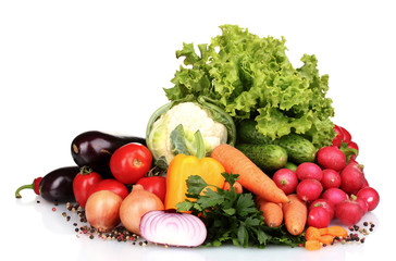 Fresh vegetables isolated on white