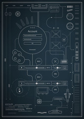 blueprint infographics drawing a schematic abstraction