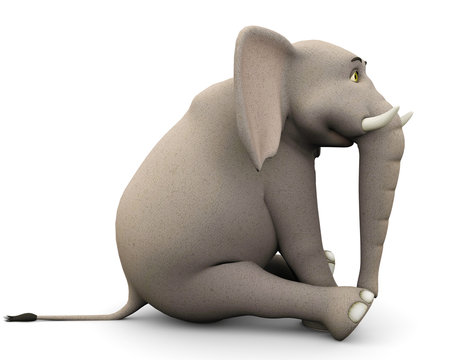 elephante cartoon in sit pose side view