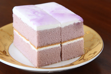 Delicious  cake with purple cream