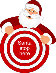 sign for decoration with santa stop here