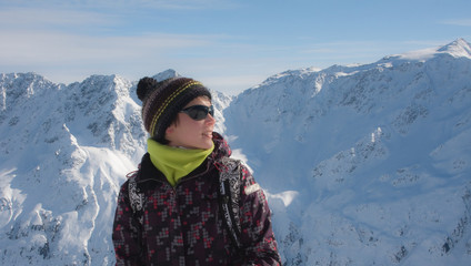 Fototapeta na wymiar Skier mountains in the background