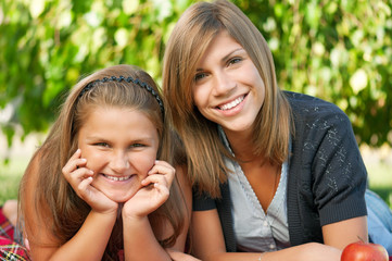 Happy sisters