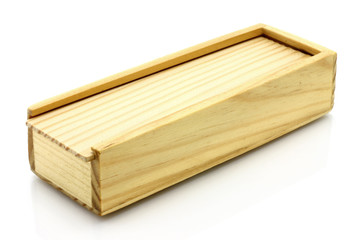 Wooden box on a white background
