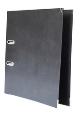 Black leather folder. Isolated on white background