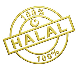 "100% Halal" Cachet (or)