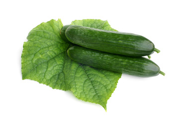 Cucumbers with leaf