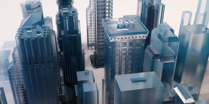 citt&agrave; grattacieli illustrazione rendering 3d