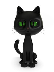 3D render of a black cat