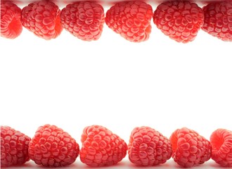 Raspberries on white background