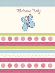 new baby announcement card with butterfly