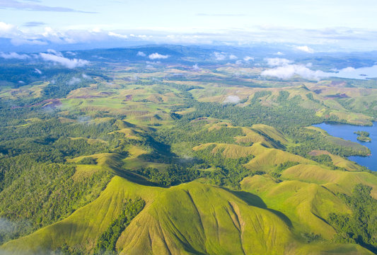 Aerial photo of the  coast of New Guinea