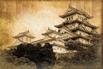 Foto auf Acrylglas Japan Himeji Castle im alten Fotostil - Japan