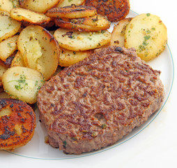 Steack haché pommes de terre sautées