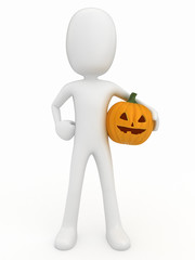 3D render of a man holding a pumpkin