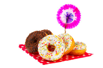 Birthday donuts with colorful glaze