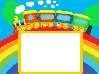 Foto op Plexiglas Regenboog Regenboog, trein, frame