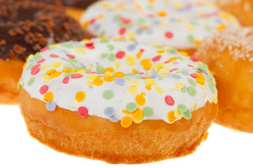 White donuts with confetti