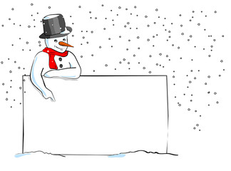 Schneemann mit Schild