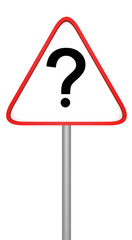question mark on road sign