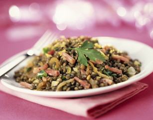Lentilles aux lardons